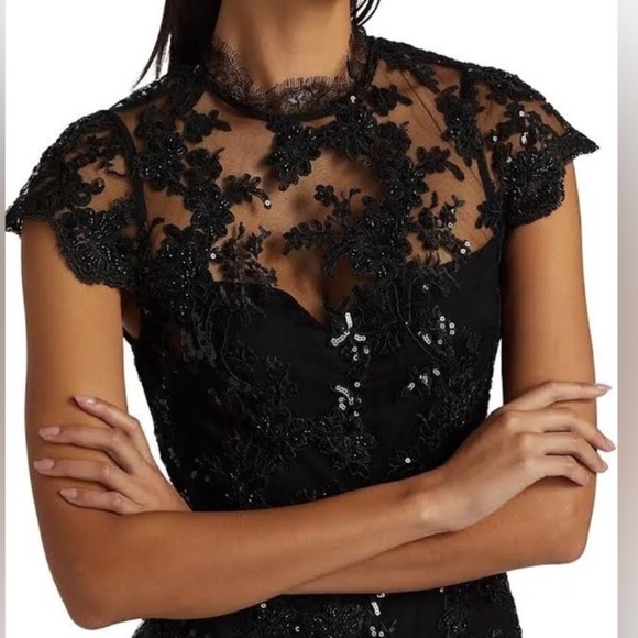 Alice + Olivia Alaina Sequined Lace-Trim Romper - Picture 2 of 11